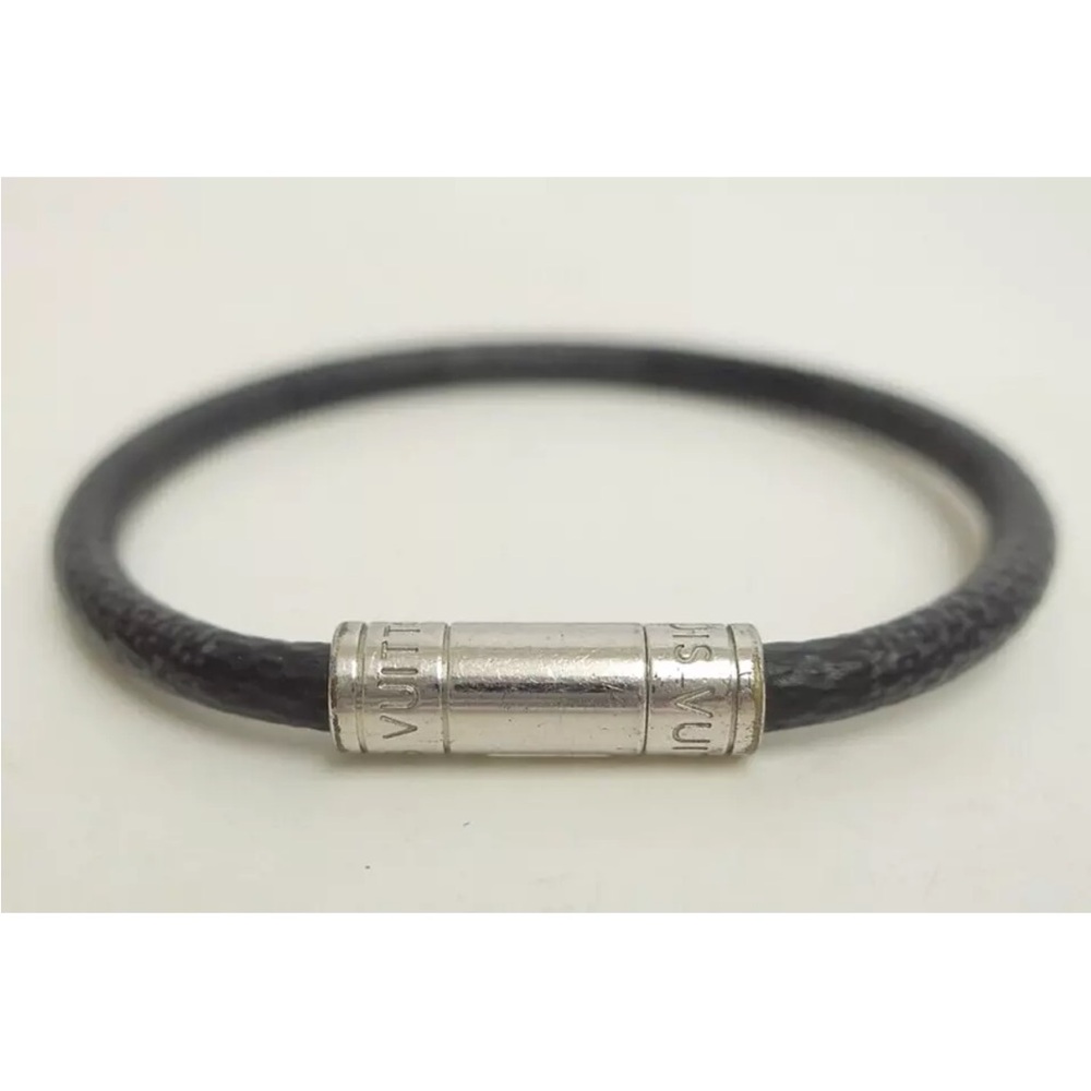 LOUIS VUITTON Damier Graphite Print Bracelet Silver Hardware
